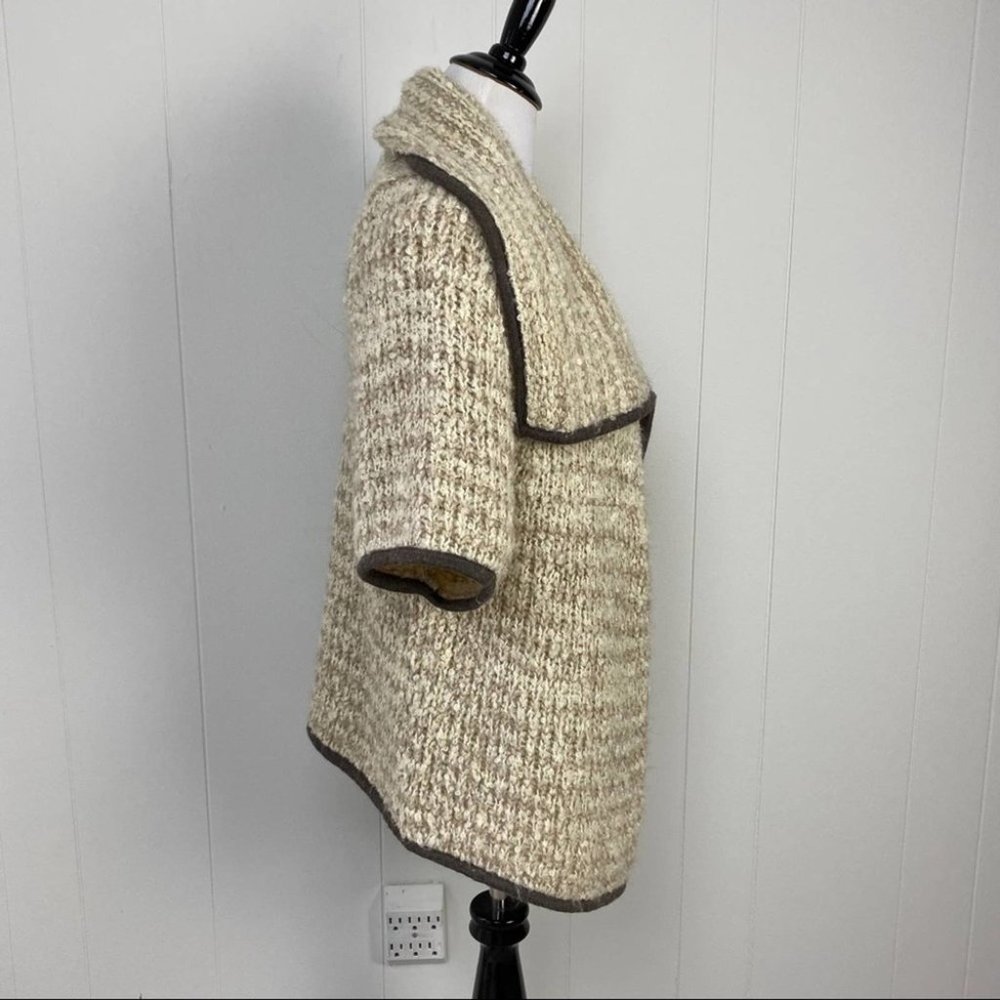 Loft Open Front  Oversized Tan Cardigan Wool Mohair Alpaca Blend - Picture 4 of 12
